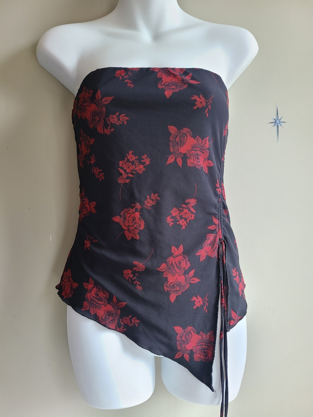 ​🌹 Garage Red Floral Mesh Tube Top